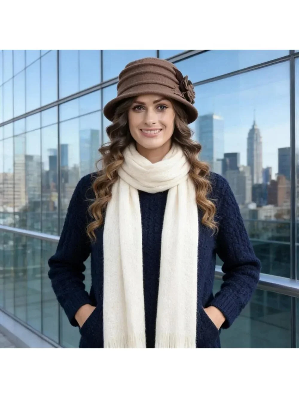 Chic Vintage Floral Wool Cloche Hat for Women - 1920s Winter Accessory